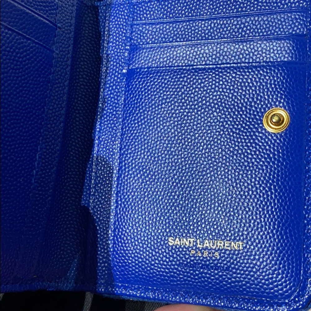 Yves Saint Laurent Royal Blue Wallet with Gold Emblem - Picture 4 of 11